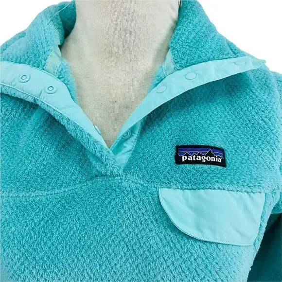 Patagonia Re-Tool Snap-T Fleece Pullover Pale Teal Womens Size Small Cozy Warm